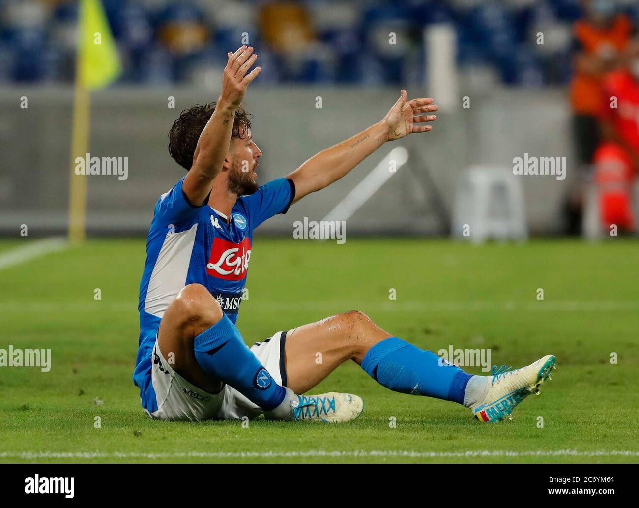 Dries Mertens di Napoli durante la serie a di calcio italiana, SSC Napoli - AC Milano allo stadio San Paolo di Napoli Italia , 1 luglio Foto Stock