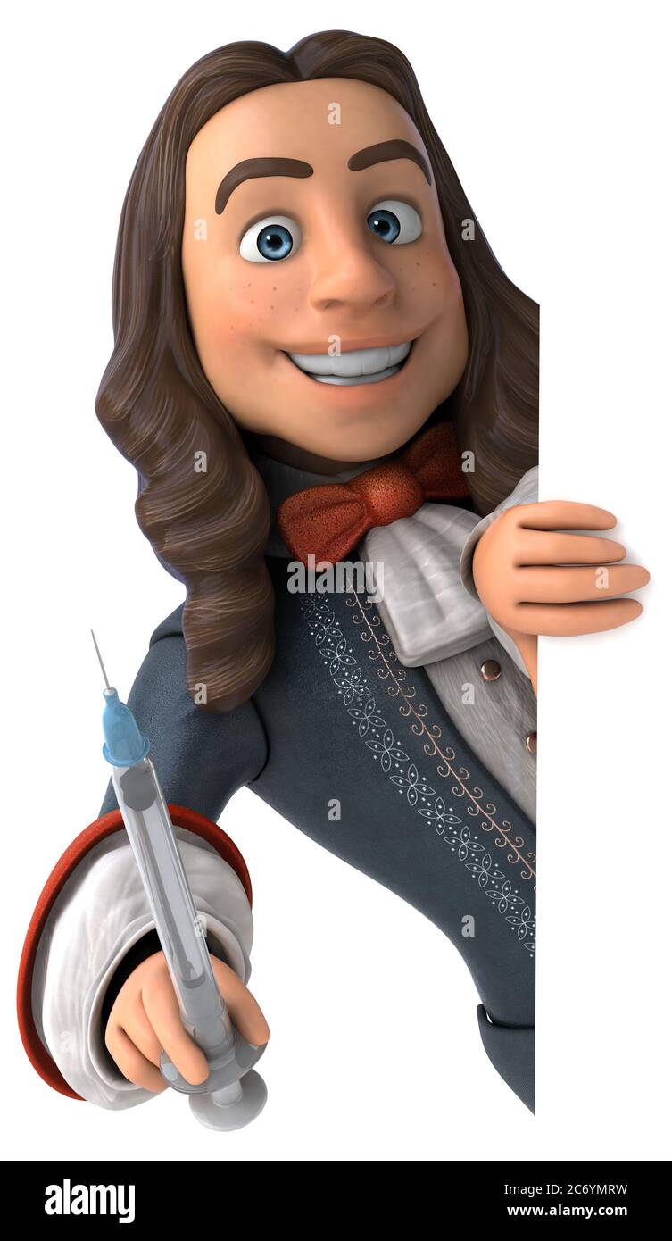 3D Illustrazione di un uomo cartoon in costume storico barocco Foto Stock