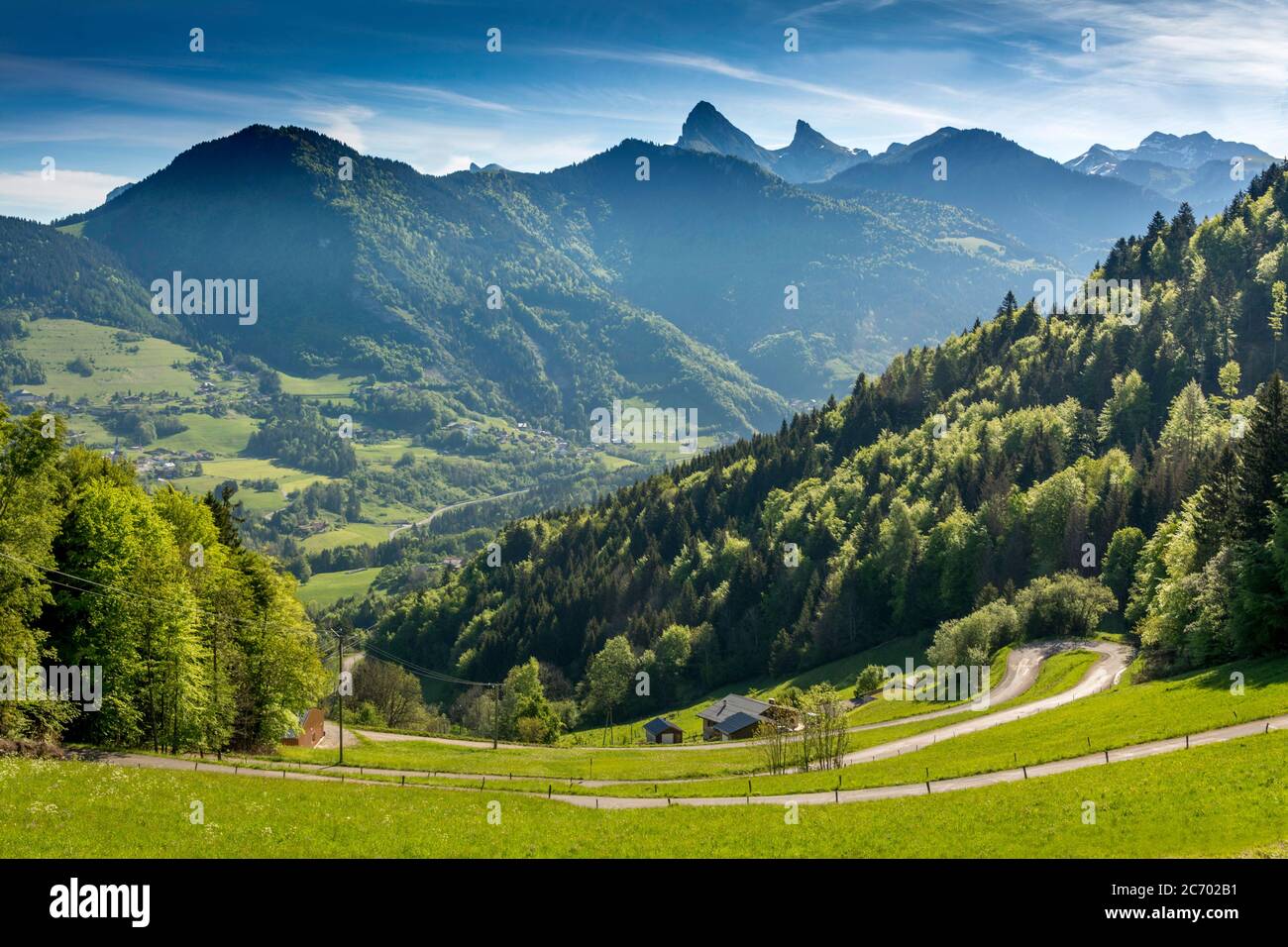 Valle nella regione di Chablais. Alta Savoia. Auvergne-Rodano-Alpi. Francia Foto Stock