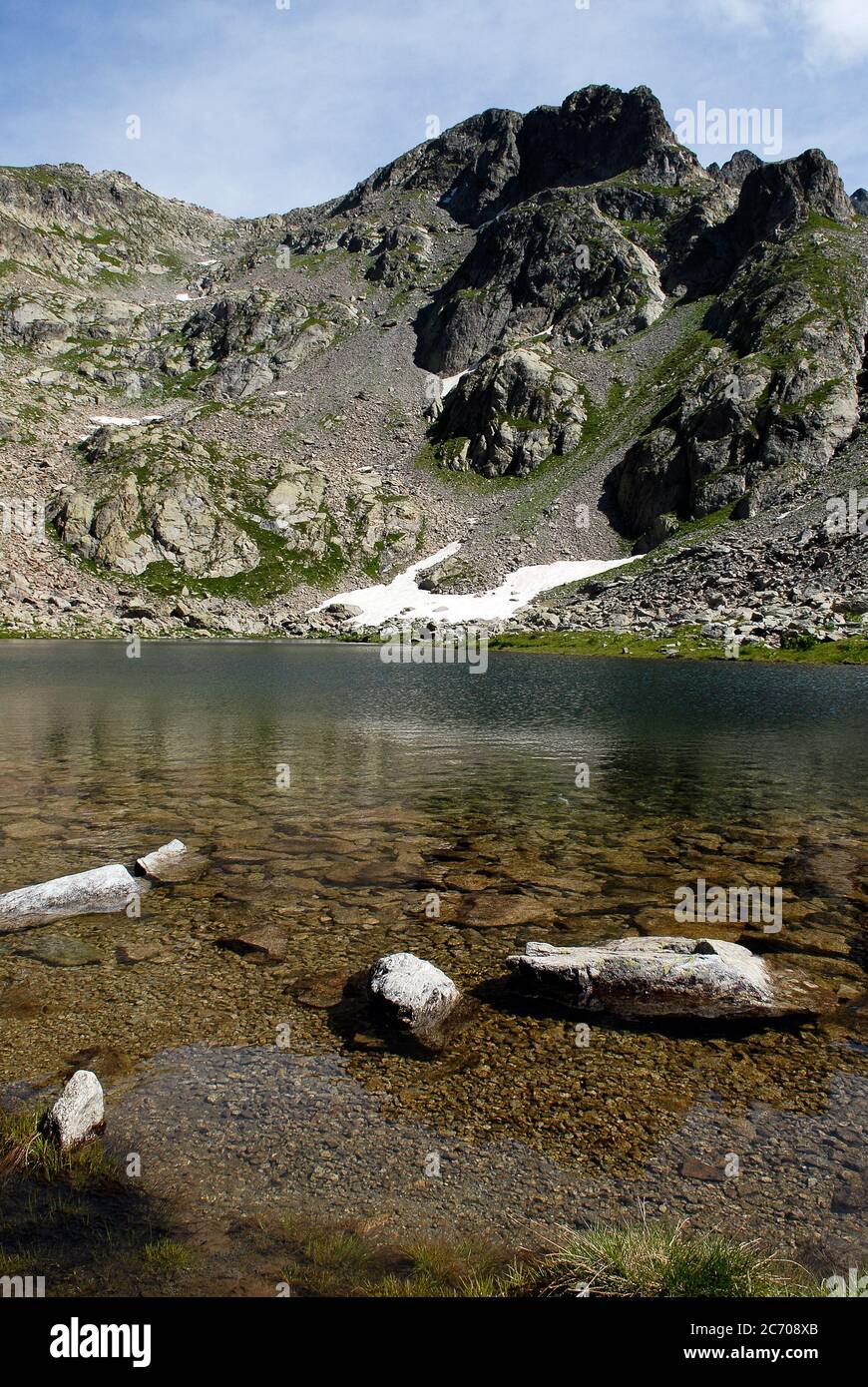 Lac de Fenestre nel Parco Nazionale del Mercantour in estate Foto Stock