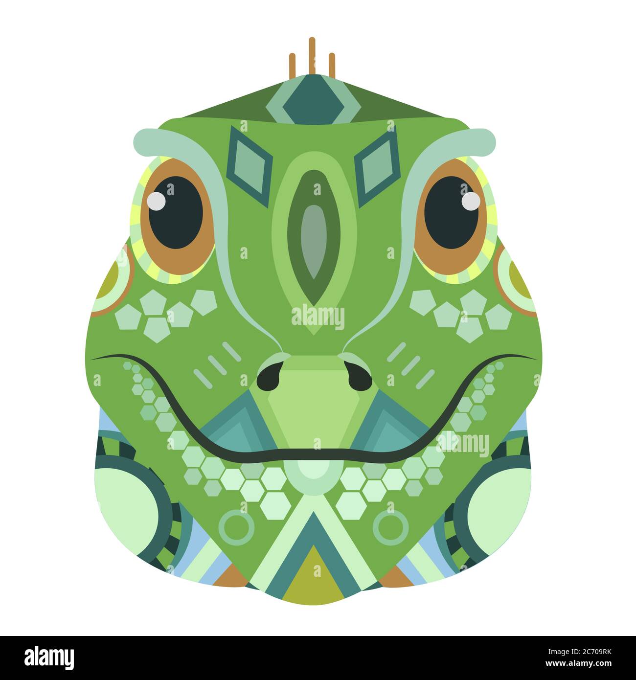 Logo Iguana Head. Lizard Vector decorativo Emblem isolato Illustrazione Vettoriale