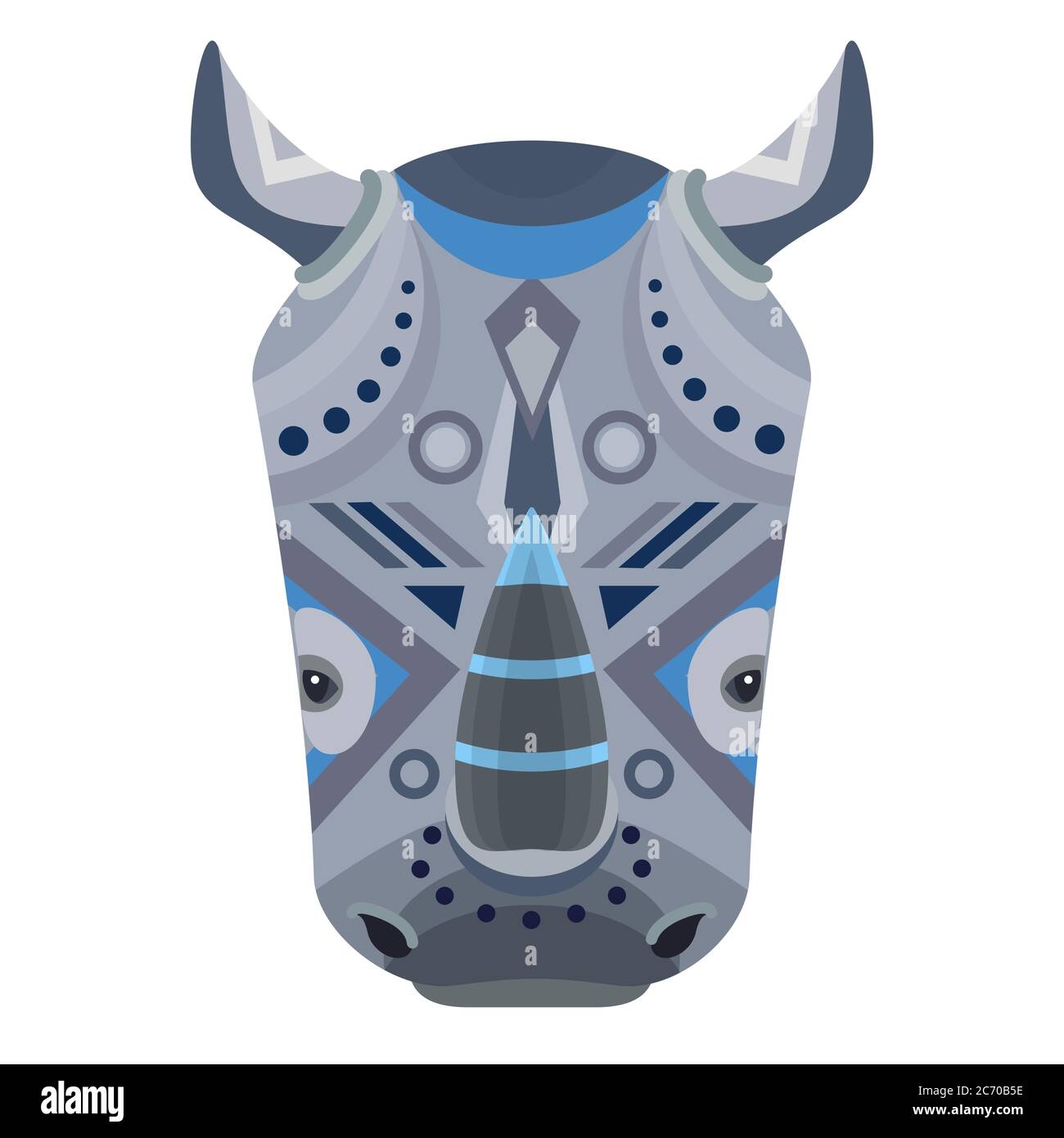 Logo Rhino Head. Emblema decorativo vettoriale isolato Illustrazione Vettoriale