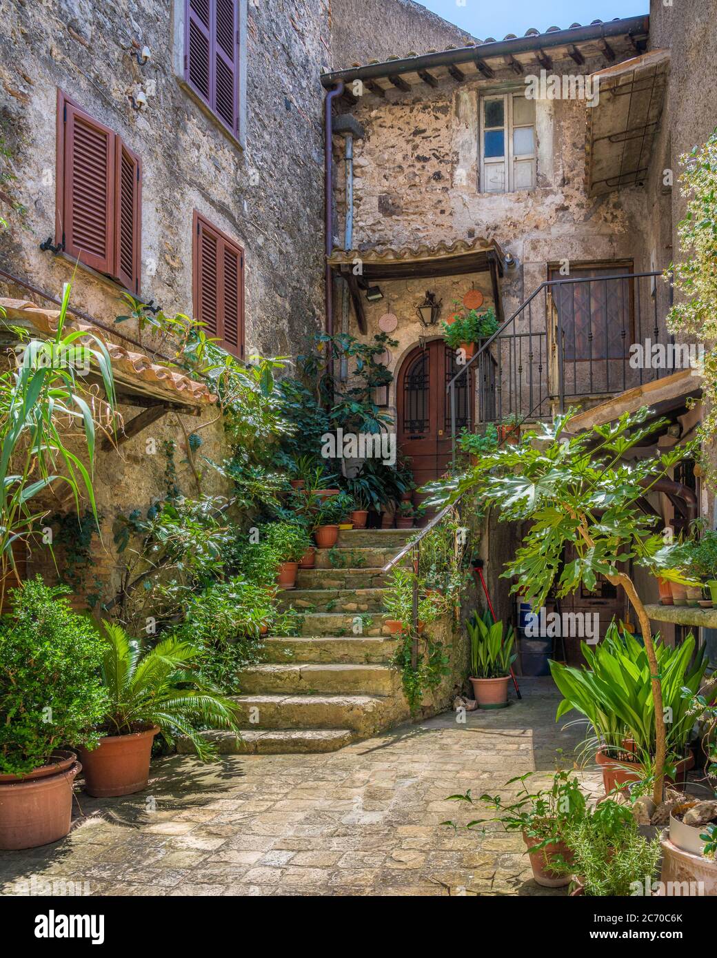 Vista panoramica nel villaggio di Castiglione in Teverina, provincia di Viterbo, Lazio, Italia. Foto Stock