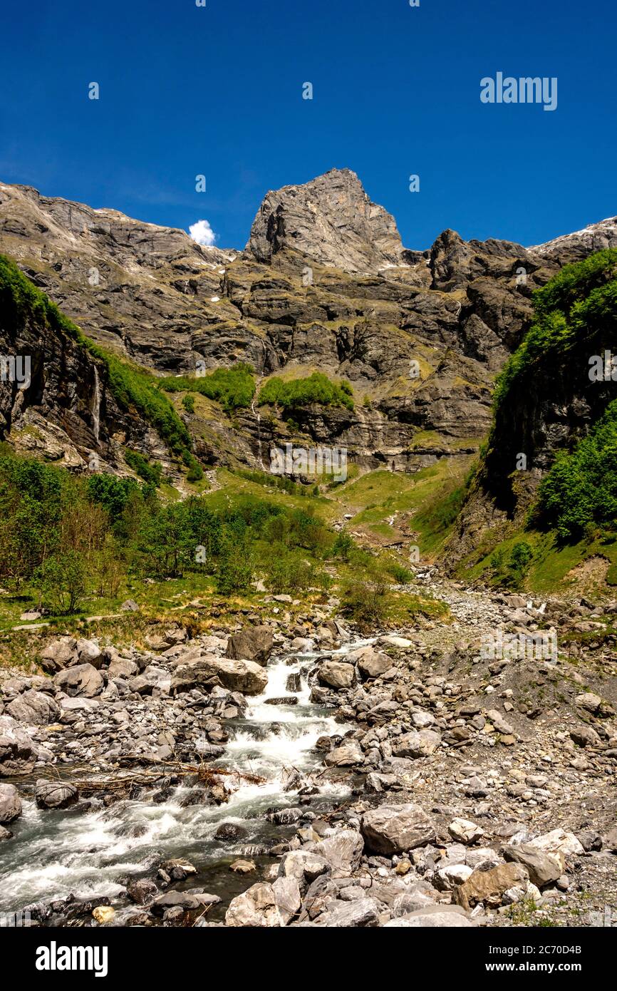 Fiume Giffre a Sixt Fer a Cheval. Alpi francesi. Dipartimento dell'alta Savoia. Auvergne-Rodano-Alpi. Francia Foto Stock