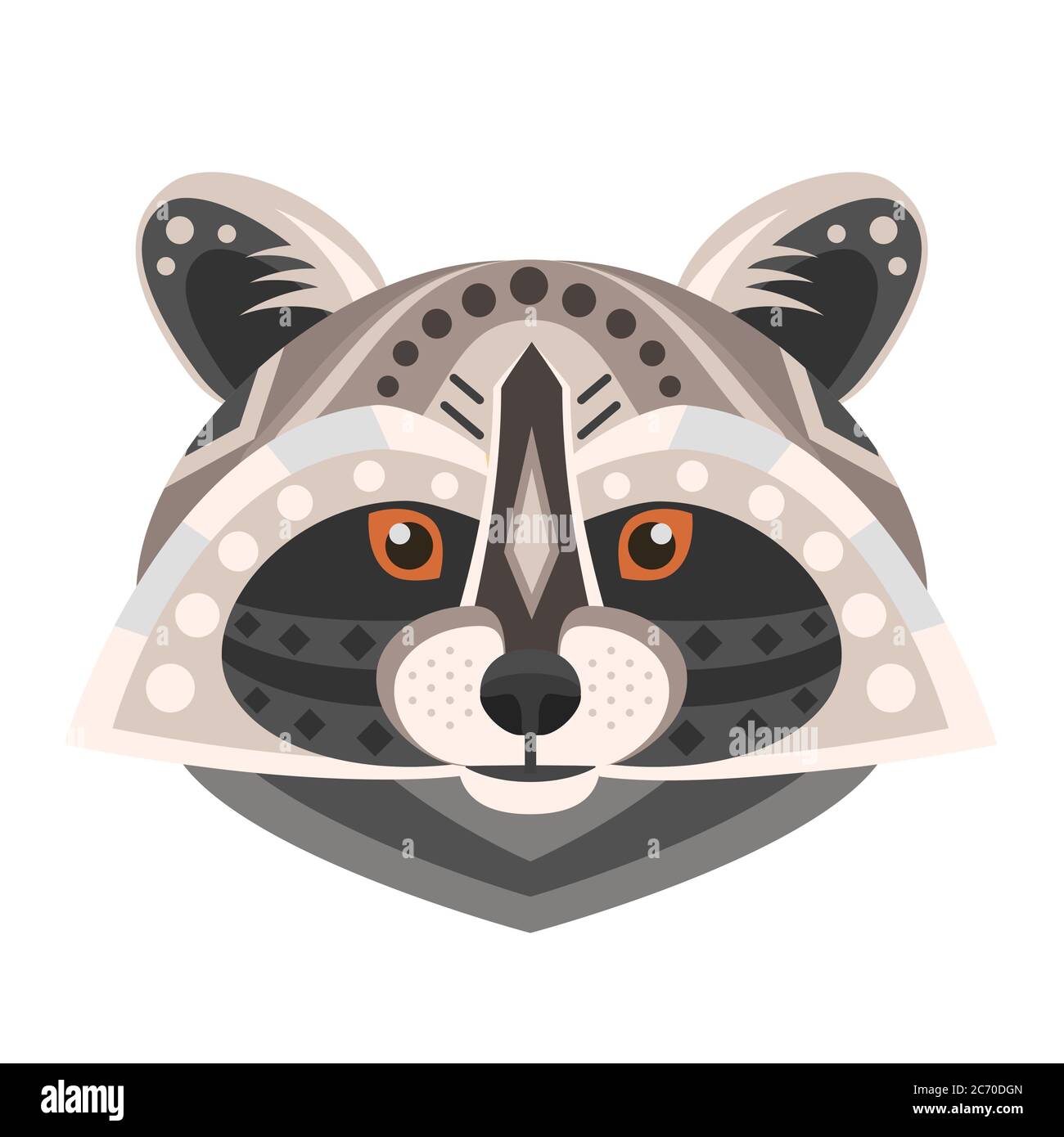 Logo Raccoon Head. Emblema decorativo vettoriale isolato Illustrazione Vettoriale