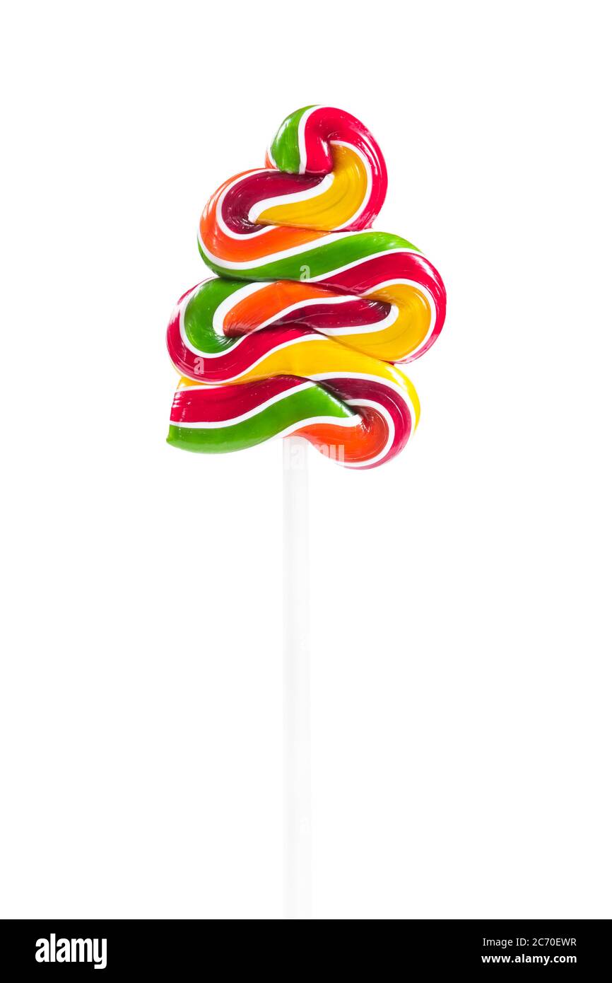 Spirale colorata lollipop isolati su sfondo bianco Foto Stock
