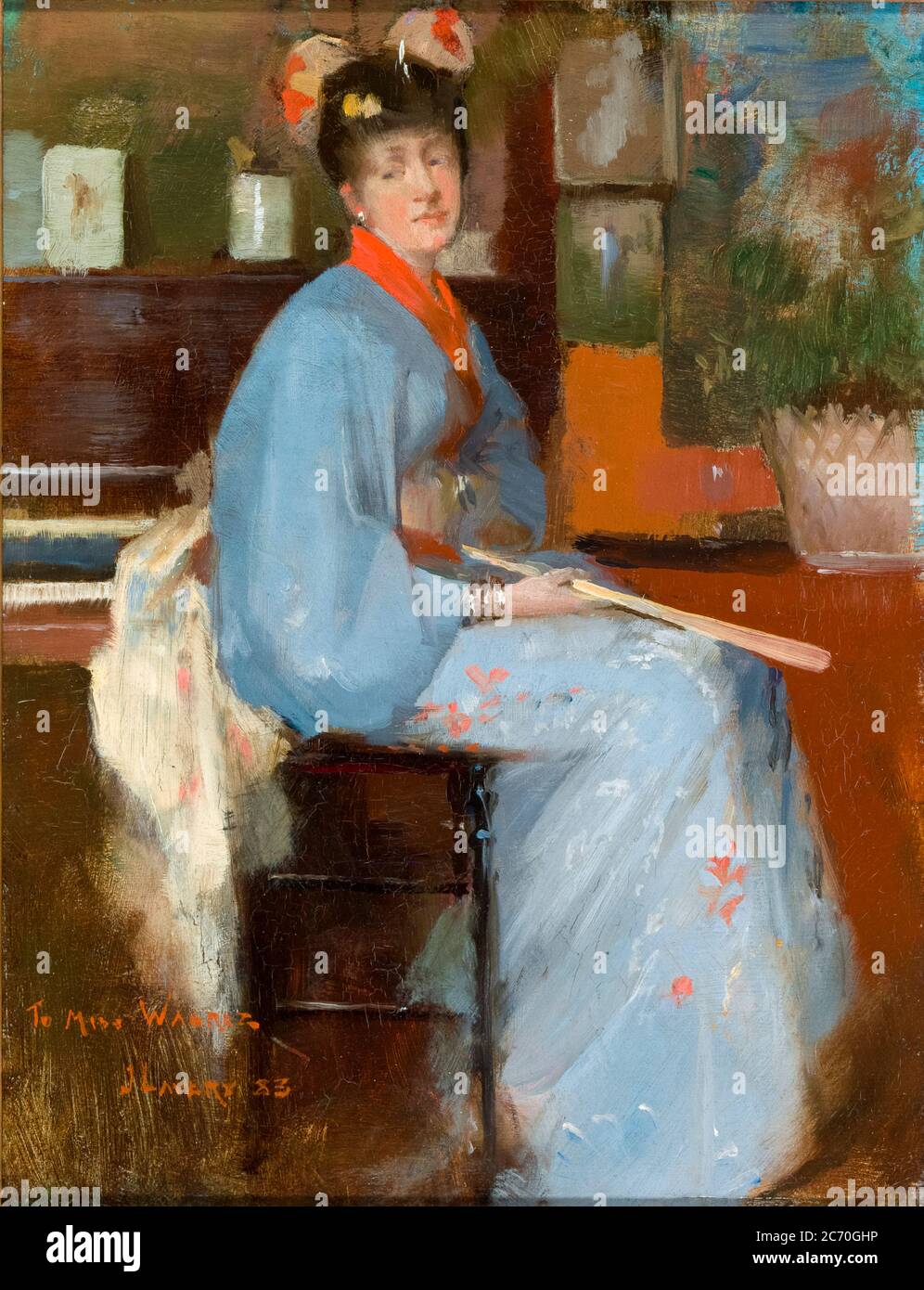Donna in abito giapponese, dipinto di Sir John Ladvery, 1883 Foto Stock Donna in abito giapponese, dipinto di Sir John Ladvery, 1883 Foto Stock