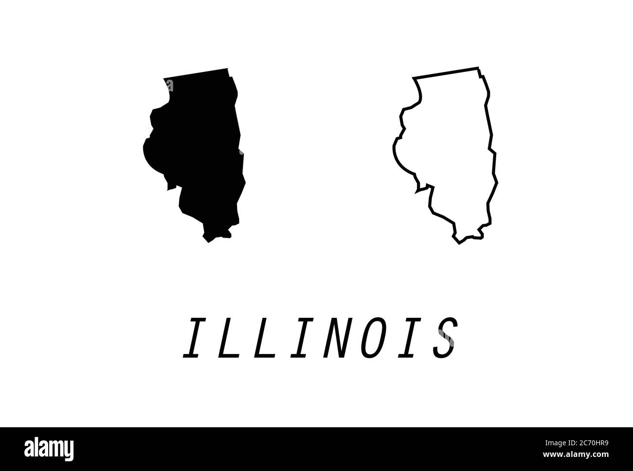 Illustrazione vettoriale degli Stati Uniti con il profilo della mappa dell'Illinois Illustrazione Vettoriale