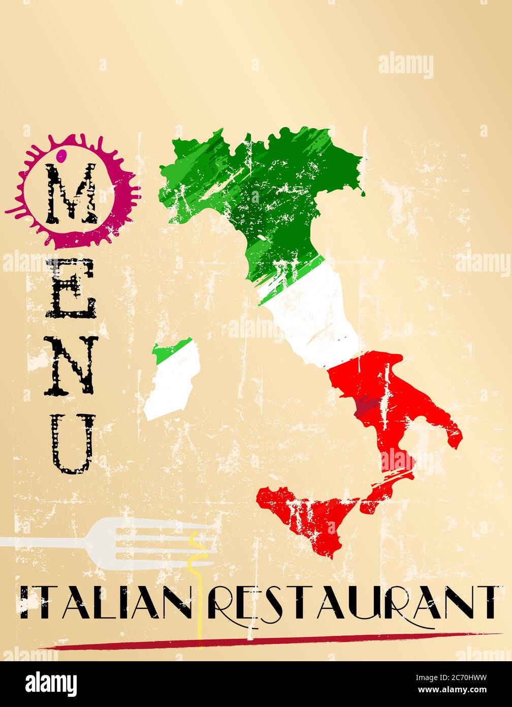Design del menu per il ristorante italiano, spazio libero per il tuo testo Illustrazione Vettoriale