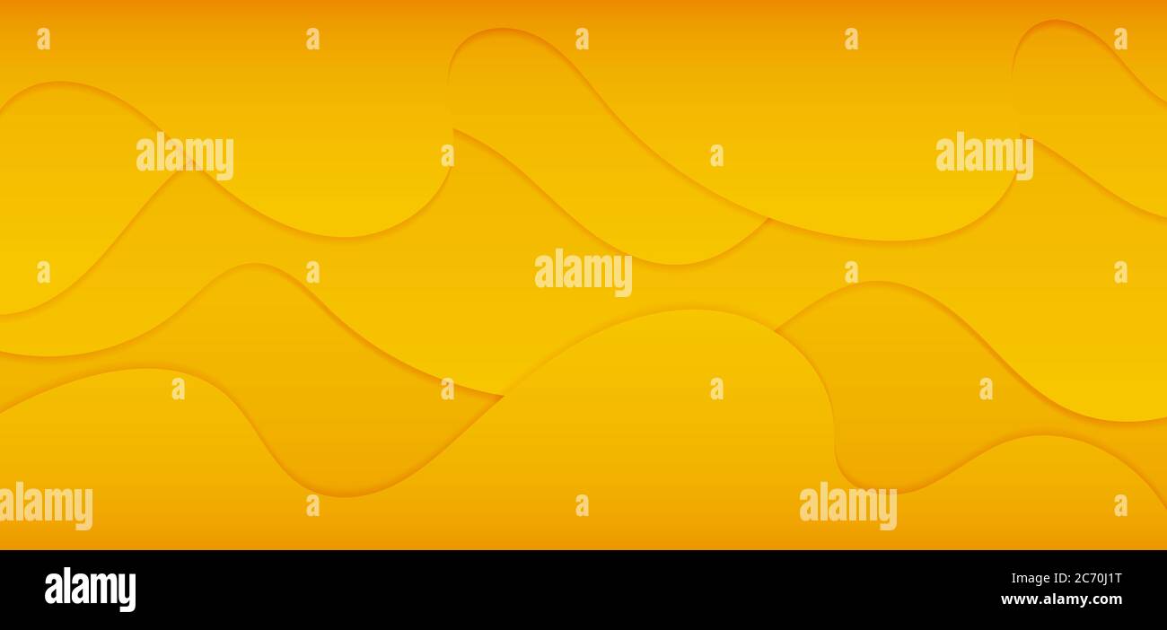 Forma fluida flusso onda astratto sfondo giallo disegno colore. Illustrazione vettoriale. Illustrazione Vettoriale