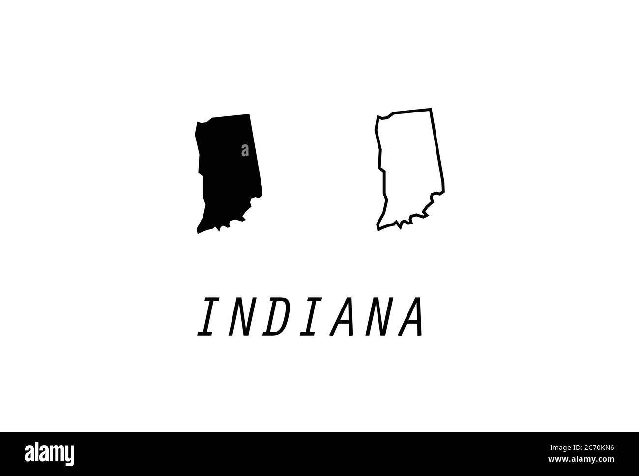 Illustrazione del vettore dello stato degli Stati Uniti con il profilo della mappa dell'Indiana Illustrazione Vettoriale