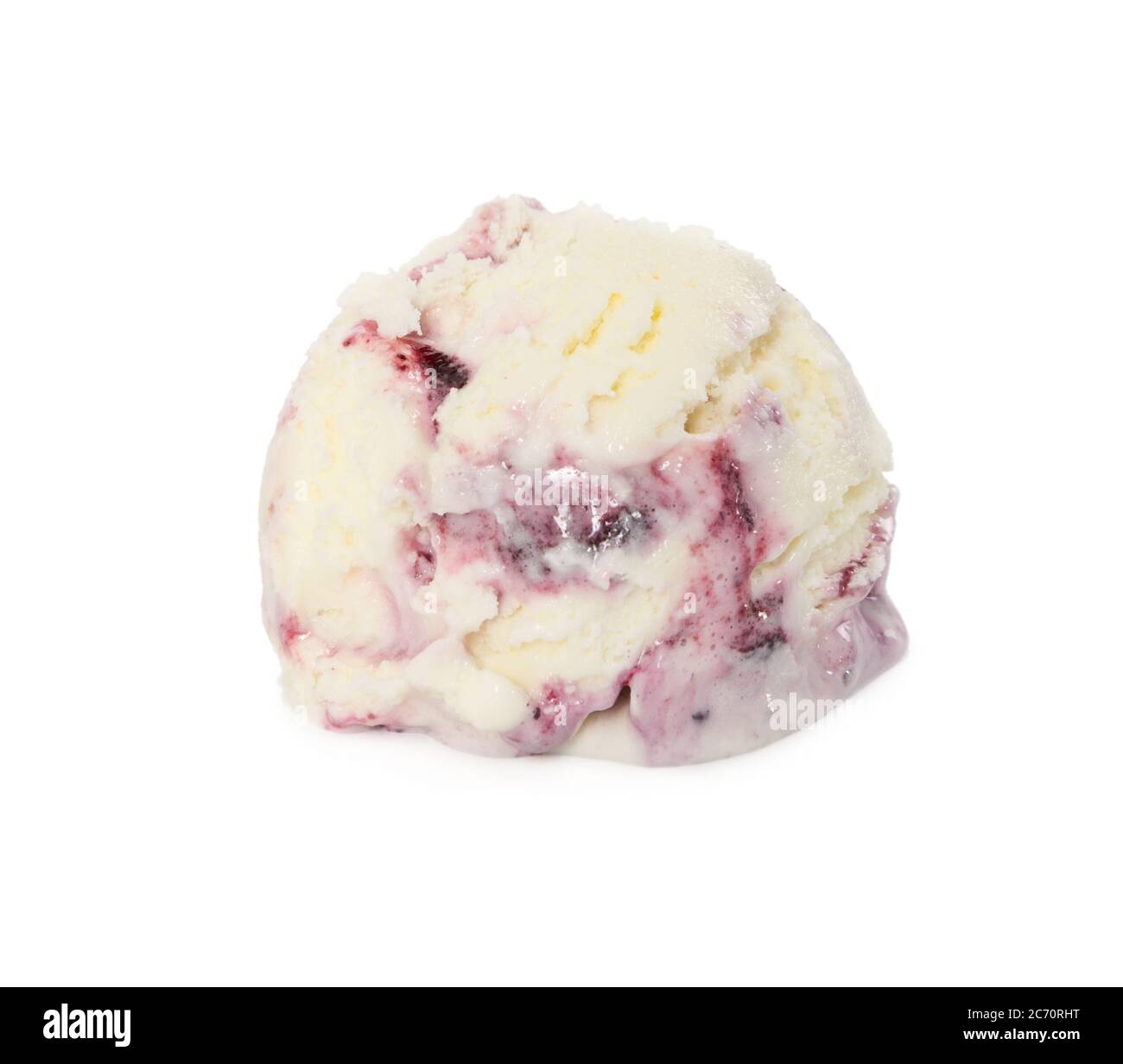 Palla di gelato al mirtillo isolato su sfondo bianco. Foto Stock