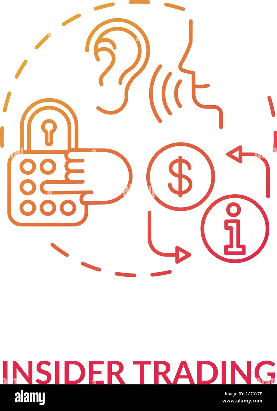Icona del concetto di insider trading. Mercato dell'informazione non pubblico. Criminalità aziendale comune. Illustrazione sottile dell'idea di acquisto dei dati segreti. Vettore isolato o Illustrazione Vettoriale