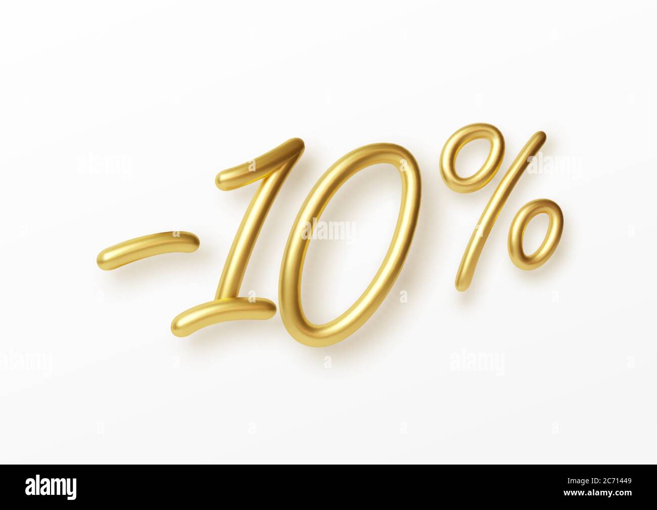 Testo d'oro realistico 10% di sconto numero. Illustrazione vettoriale Illustrazione Vettoriale
