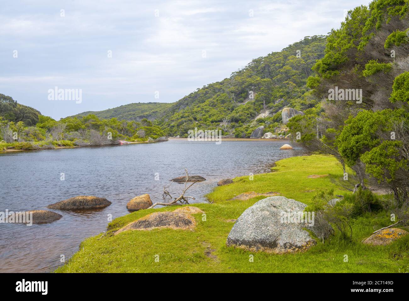 Wilsons Promontory National Park, Australia. Fiume Tidal e rocce. Foto Stock
