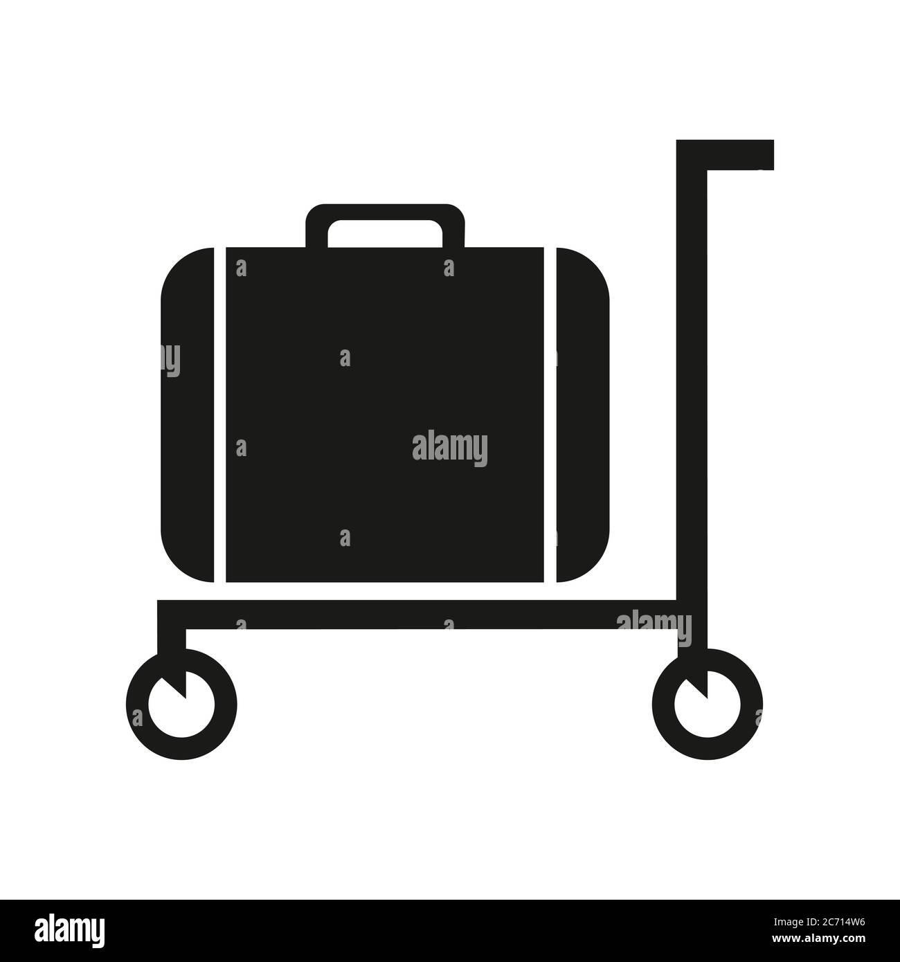 Icona del carrello per bagagli. Bagaglio su un vassoio immagine vettoriale  isolato su bianco. Design in stile glifo del bagaglio a mano Immagine e  Vettoriale - Alamy