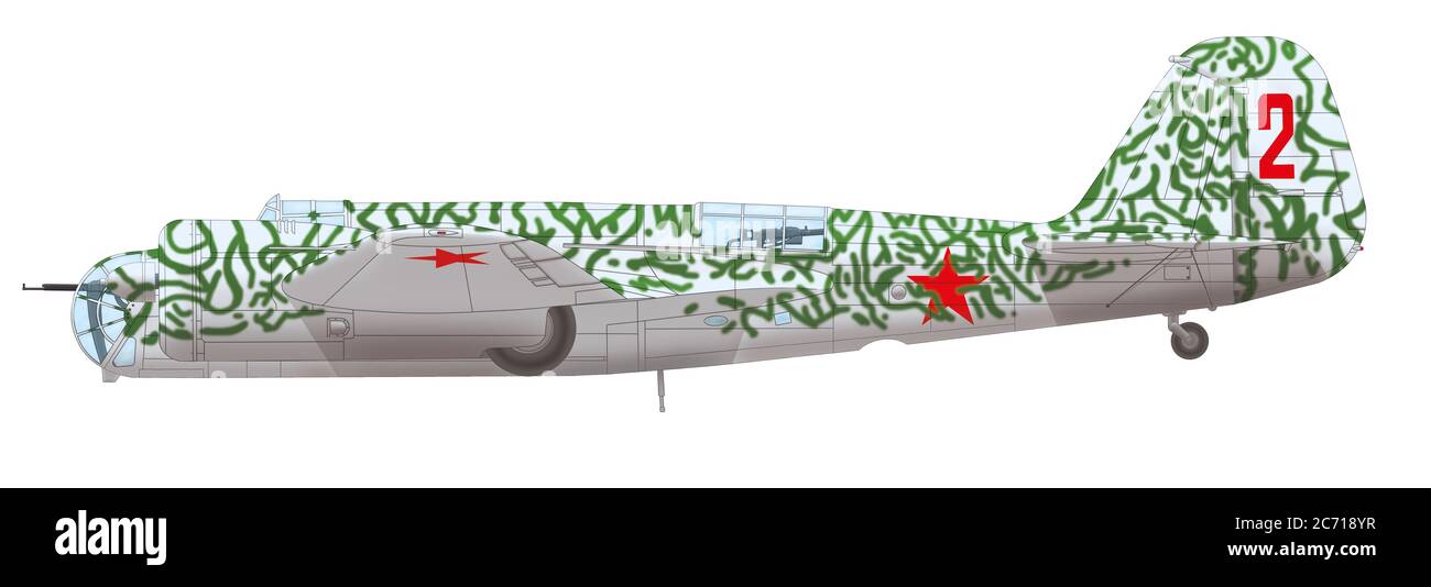 Tupolev SB 2M-103 (numero 2 di tatticla) del 38° Reggimento Bomber ad alta velocità delle forze aeree sovietiche. Battaglie di Khalkhin Gol, estate 1939 Foto Stock