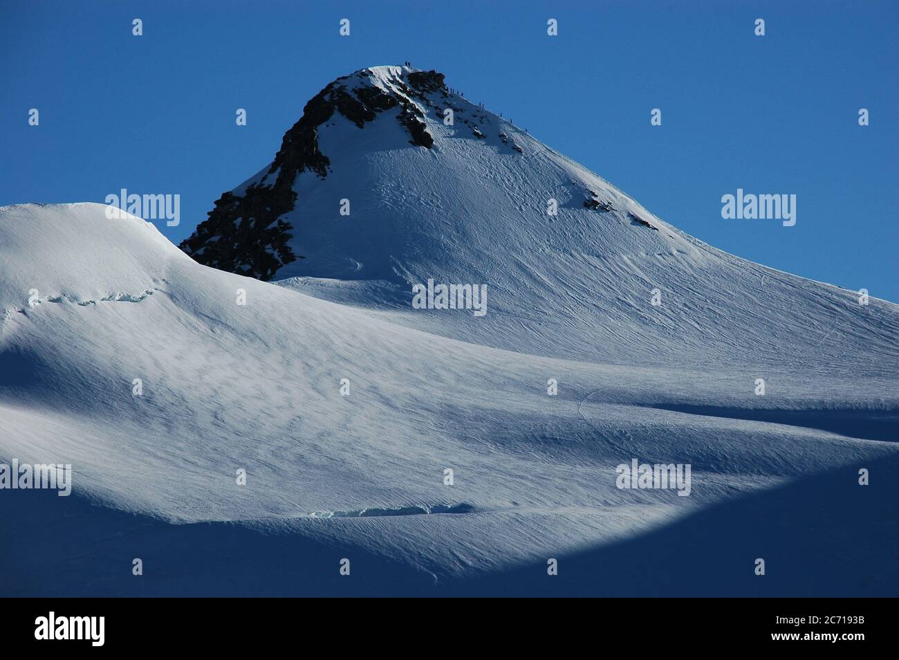 Zumstein, vista dal ghiacciaio Lys, sul Massiccio del Monte Rosa Foto Stock