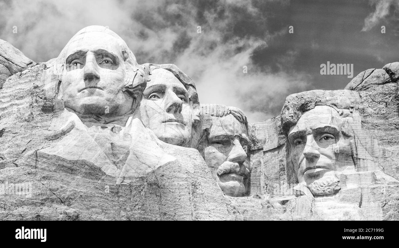 Famoso monumento e scultura - Mount Rushmore National Monument, vicino a Keystone, South Dakota - USA. Foto Stock