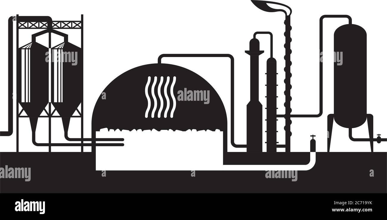 Impianto di biogas industriale – illustrazione vettoriale Illustrazione Vettoriale