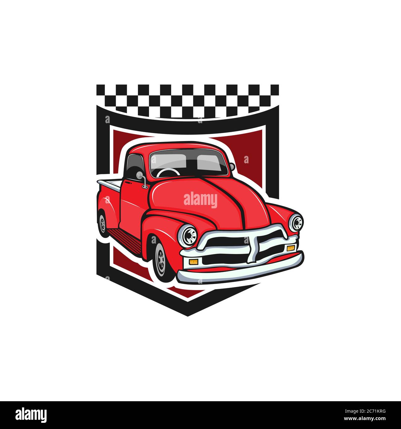 Illustrazione di un veicolo classico o logo di un'auto vintage o retrò. stile vintage.EPS 10 Illustrazione Vettoriale