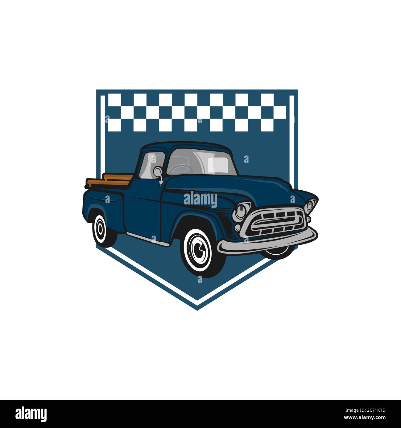 Illustrazione di un veicolo classico o logo di un'auto vintage o retrò. stile vintage.EPS 10 Illustrazione Vettoriale