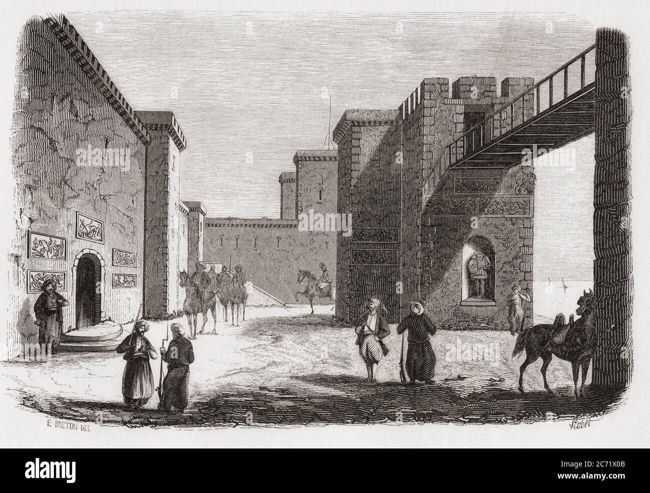 Interno della cittadella di Halicarnasso, Turchia. Da Monuments de Tous les Peuples, pubblicato nel 1843. Foto Stock