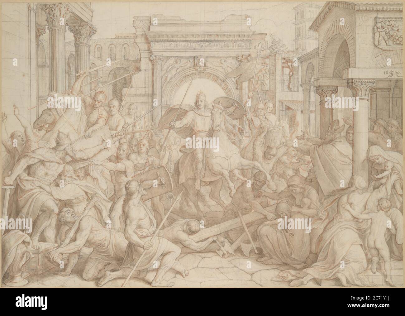 L'ingresso di Carlo Magno in Pavia, 1840. Foto Stock