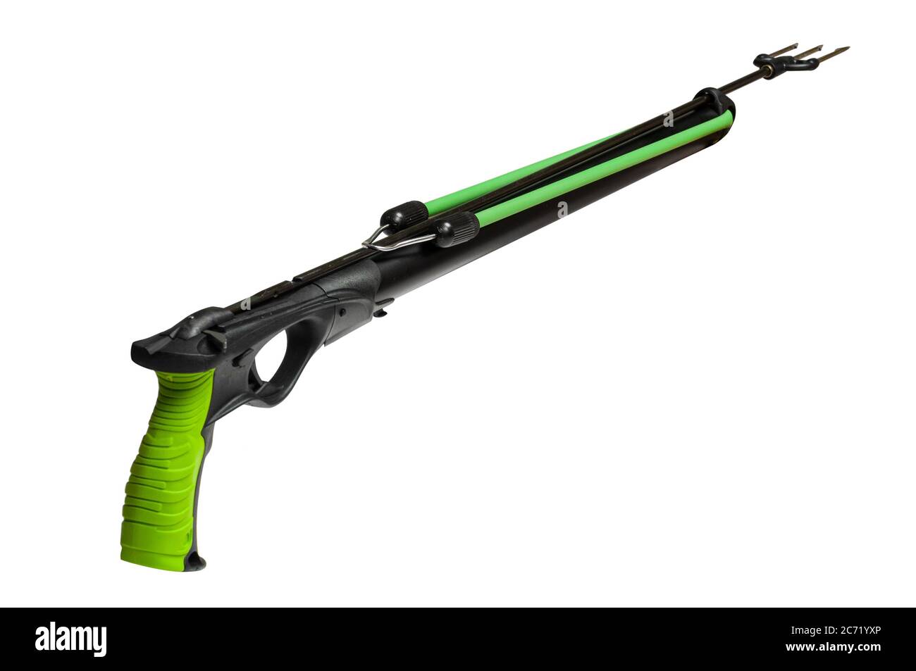 Arma da fuoco con arpione isolata su sfondo bianco Foto Stock