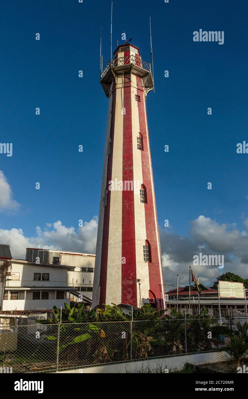 Guyana, Regione Demerara-Maharica, Georgetown, la Casa luminosa costruita in mattoni nel 1830 per sostituire una precedente costruzione in legno degli olandesi. Ha una forma ottagonale e si erge per 103 metri. È un monumento nazionale della Guyana. Foto Stock