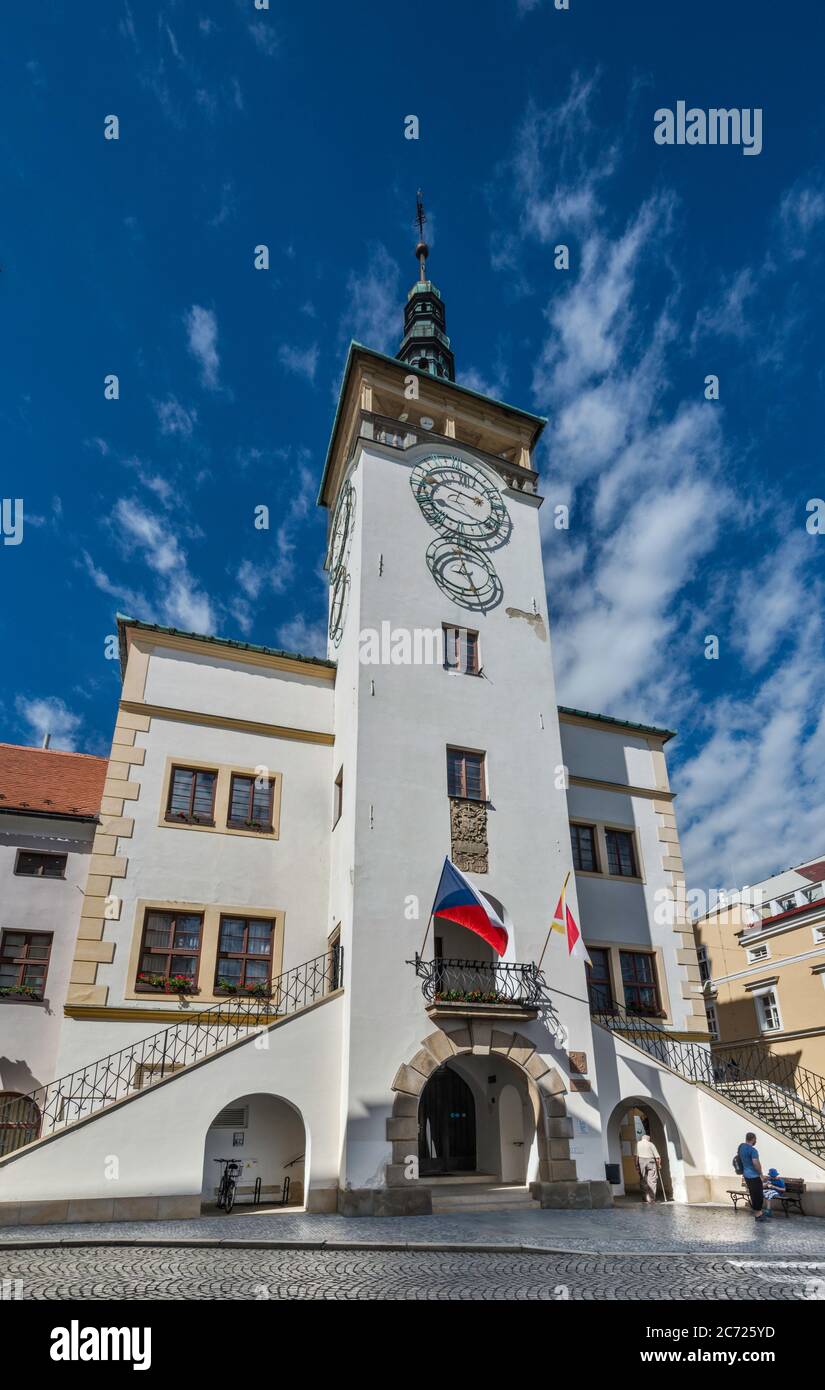 Municipio, 16 ° secolo, a Velke namesti, piazza principale a Kromeriz, Moravia, Regione Zlin, Repubblica Ceca Foto Stock