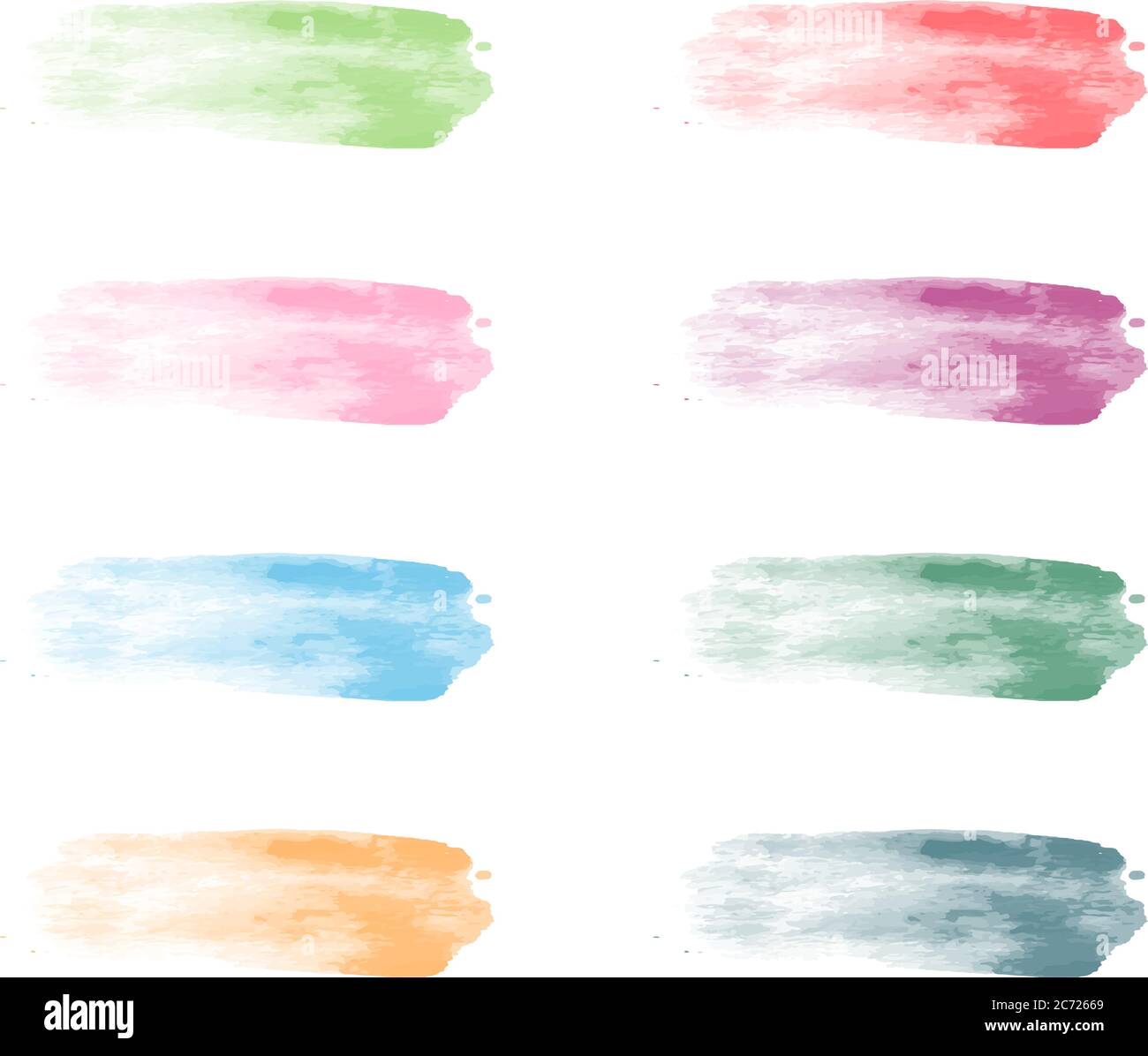 raccolta di tratti di pennello color acquerello pastello isolati su sfondo bianco illustrazione vettoriale Illustrazione Vettoriale