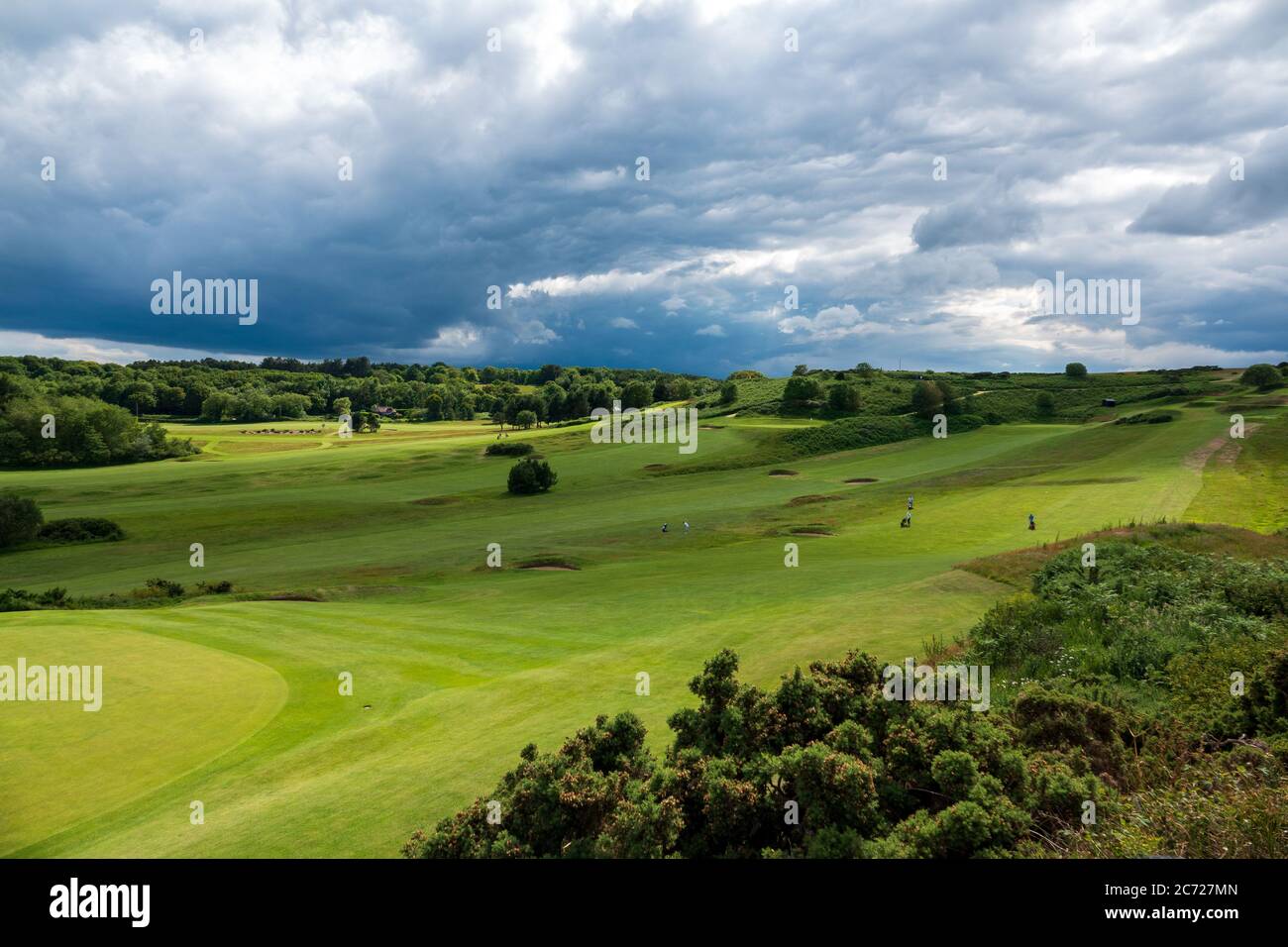 Cromer, Norfolk / Regno Unito - Giugno 19 2020 : Royal Cromer Golf Club, una vista di uno dei green. Foto Stock