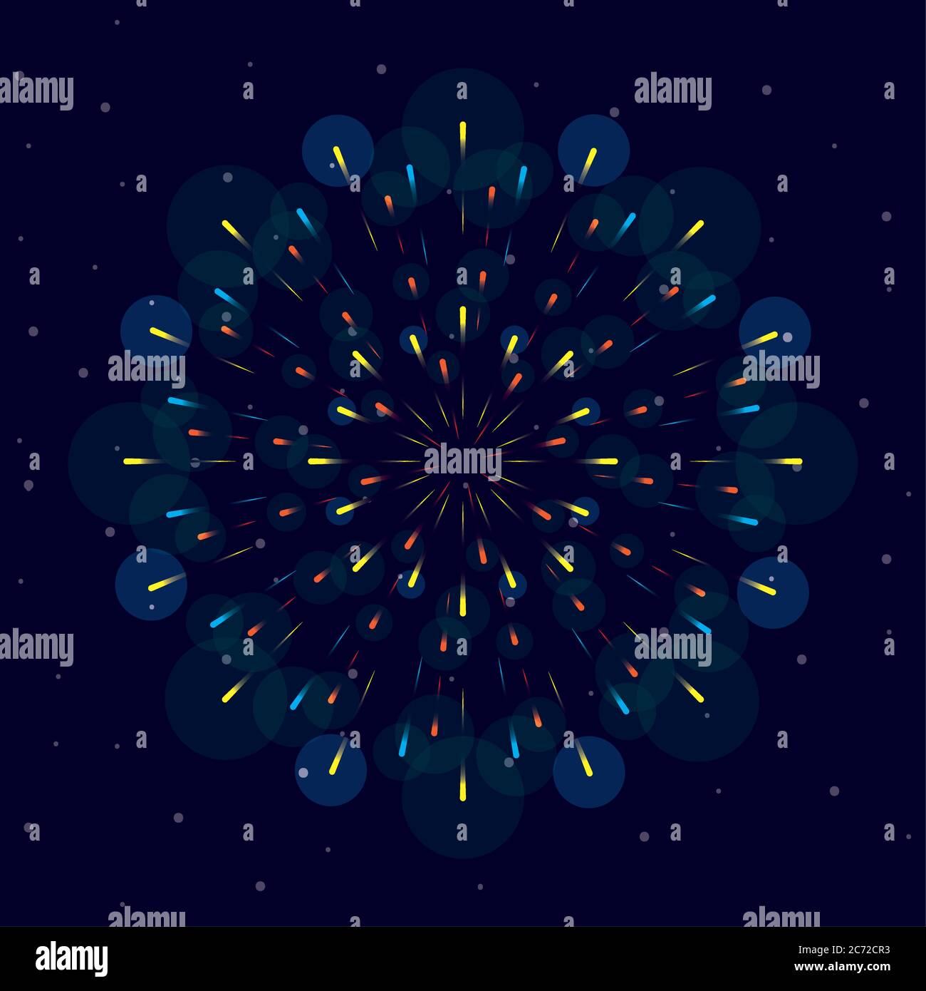 Fuochi d'artificio esplodere nel disegno di illustrazione del vettore del cielo notturno Illustrazione Vettoriale