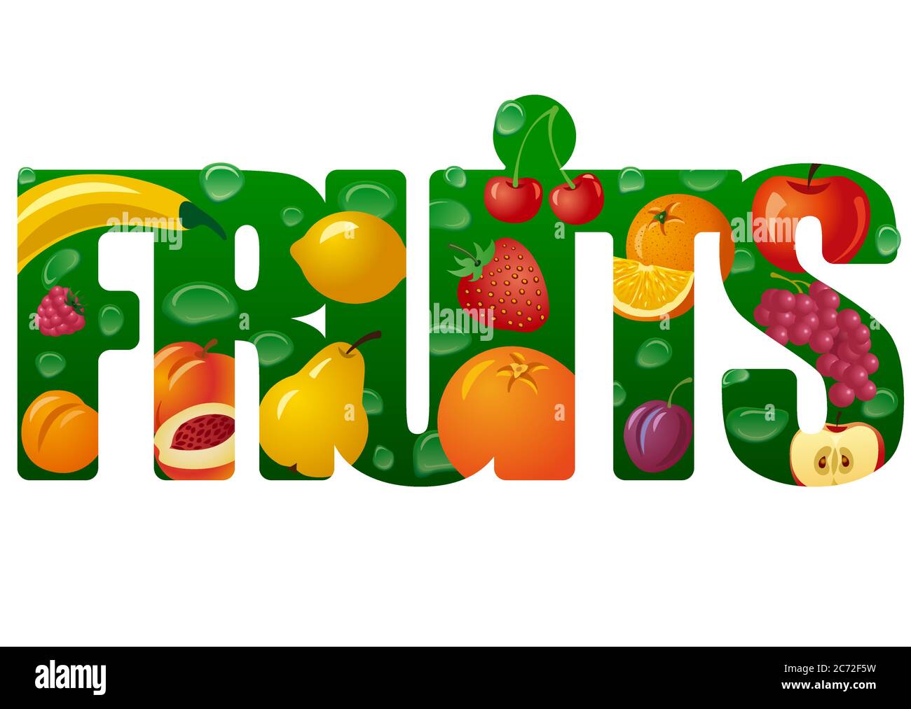 illustrazione del cartello con immagini di frutti e bacche Illustrazione Vettoriale