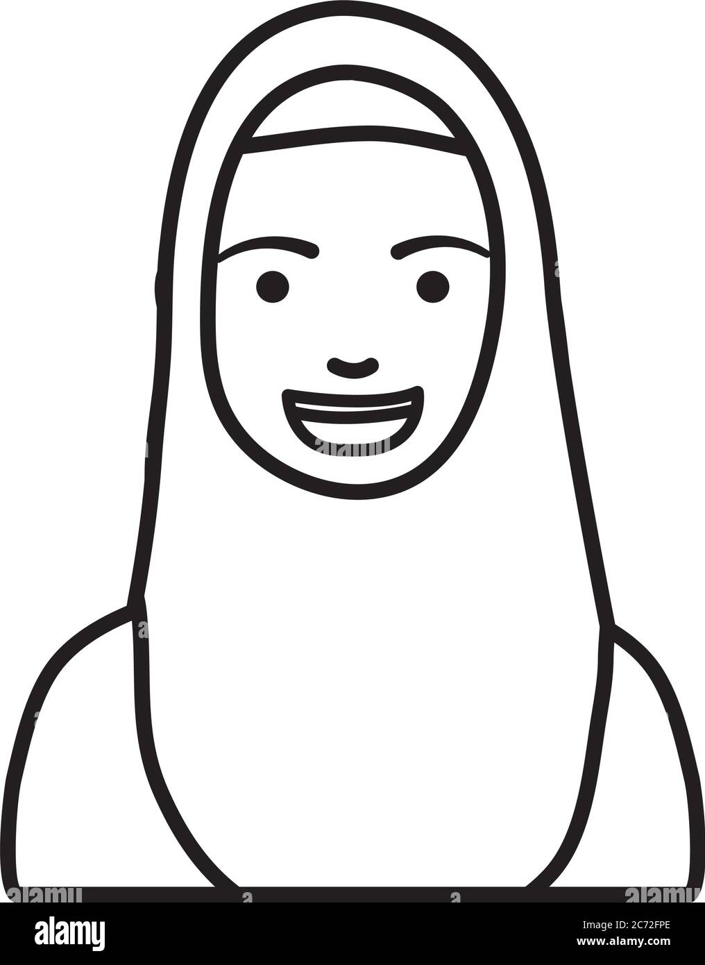 diversità persone concetto, donna cartone animato con burka su sfondo bianco, stile linea, illustrazione vettoriale Illustrazione Vettoriale