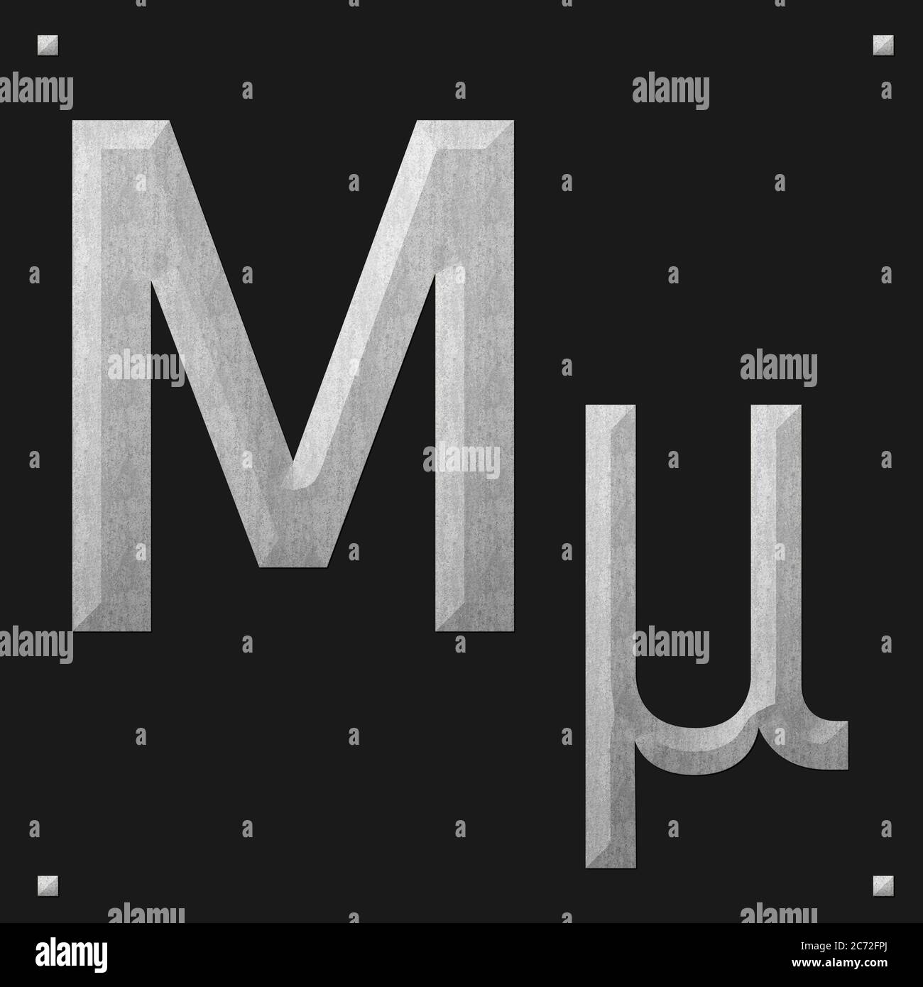 Alfabeto greco formazione tessitura pietra, M Foto Stock