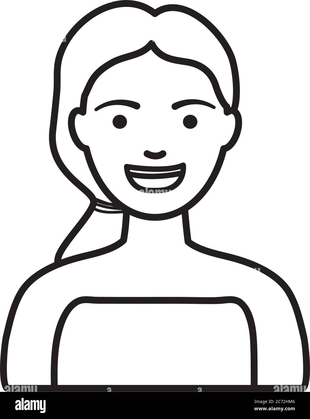 diversità persone concetto, cartoon bionda ragazza sorridente su sfondo bianco, stile linea, illustrazione vettoriale Illustrazione Vettoriale