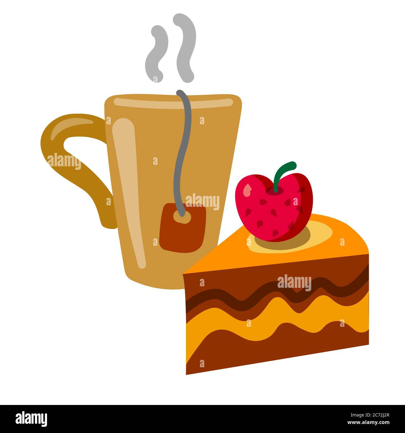immagine della tazza di caffè con una fetta di torta Illustrazione Vettoriale