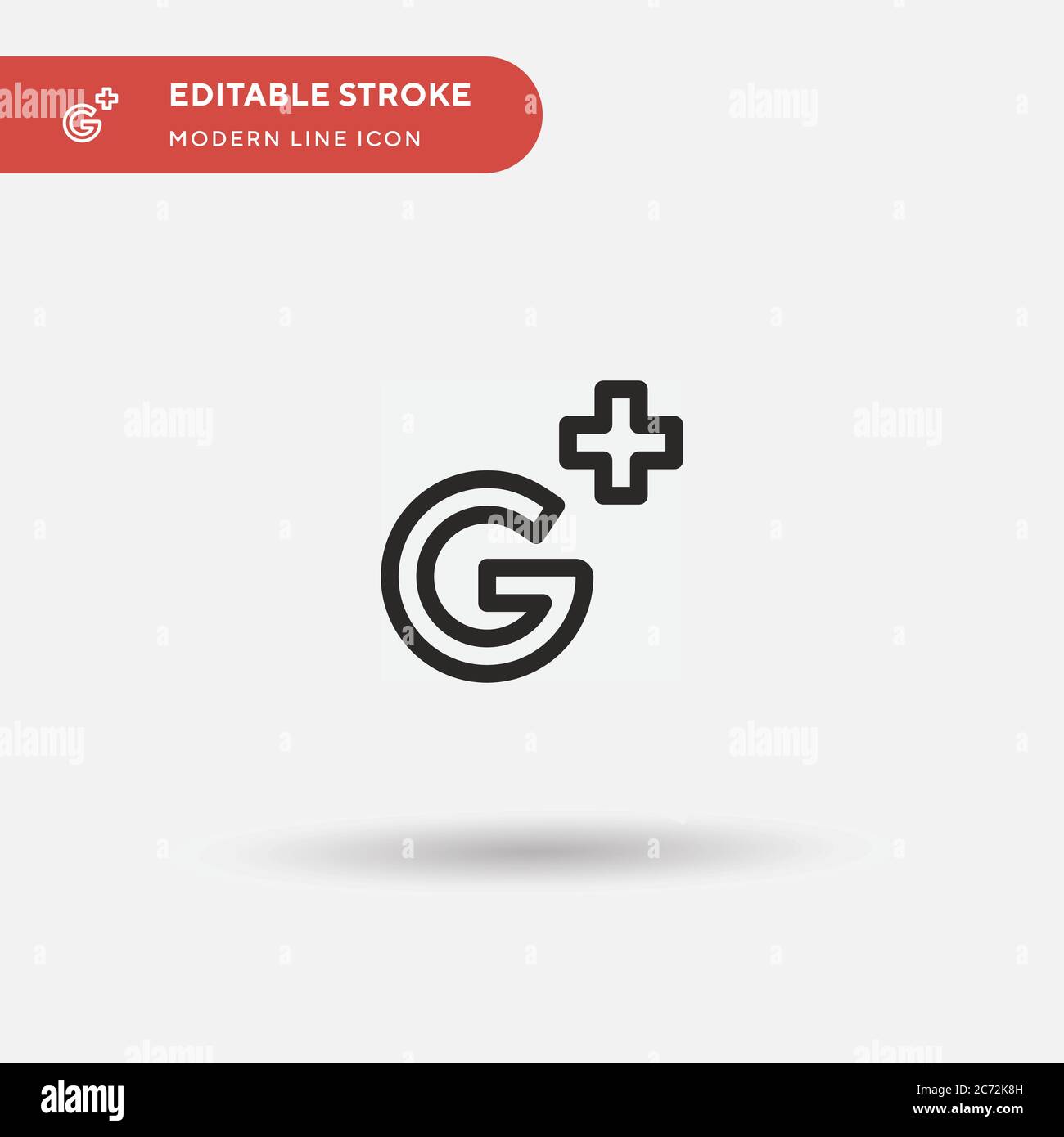 Icona vettore semplice di Google Plus. Modello di disegno simbolo illustrazione per elemento UI mobile Web. Pittogramma moderno a colori perfetto su tratto modificabile. Icone Google Plus per il tuo progetto aziendale Illustrazione Vettoriale