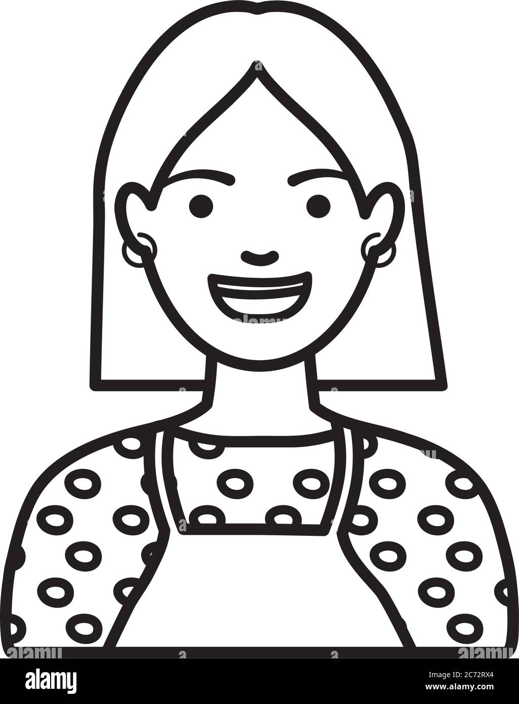 diversità persone concetto, cartone animato giovane donna con orecchini su sfondo bianco, stile linea, illustrazione vettoriale Illustrazione Vettoriale