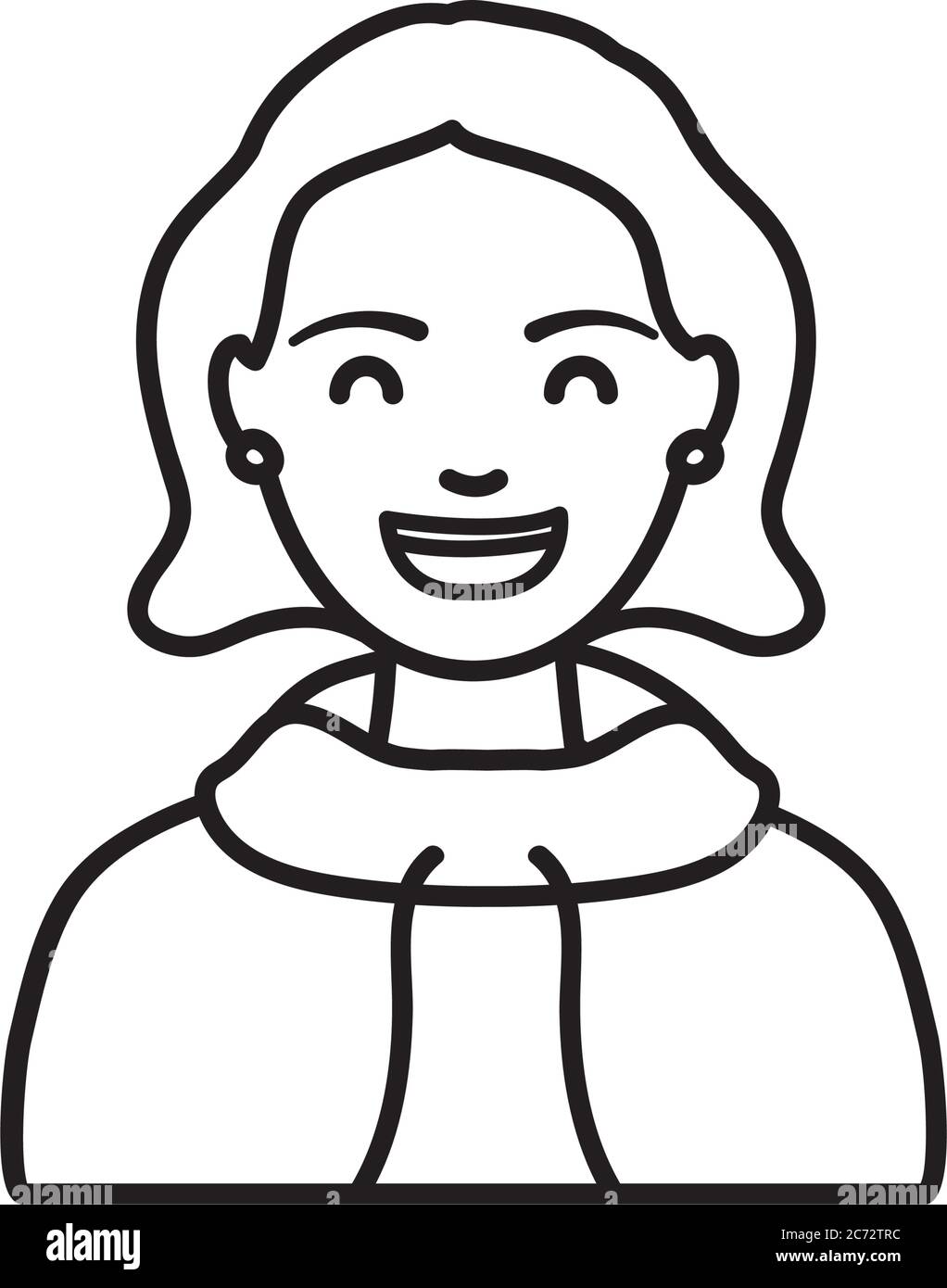 diversità persone concetto, giovane donna con una felpa con cappuccio su sfondo bianco, linea stile, illustrazione vettoriale Illustrazione Vettoriale