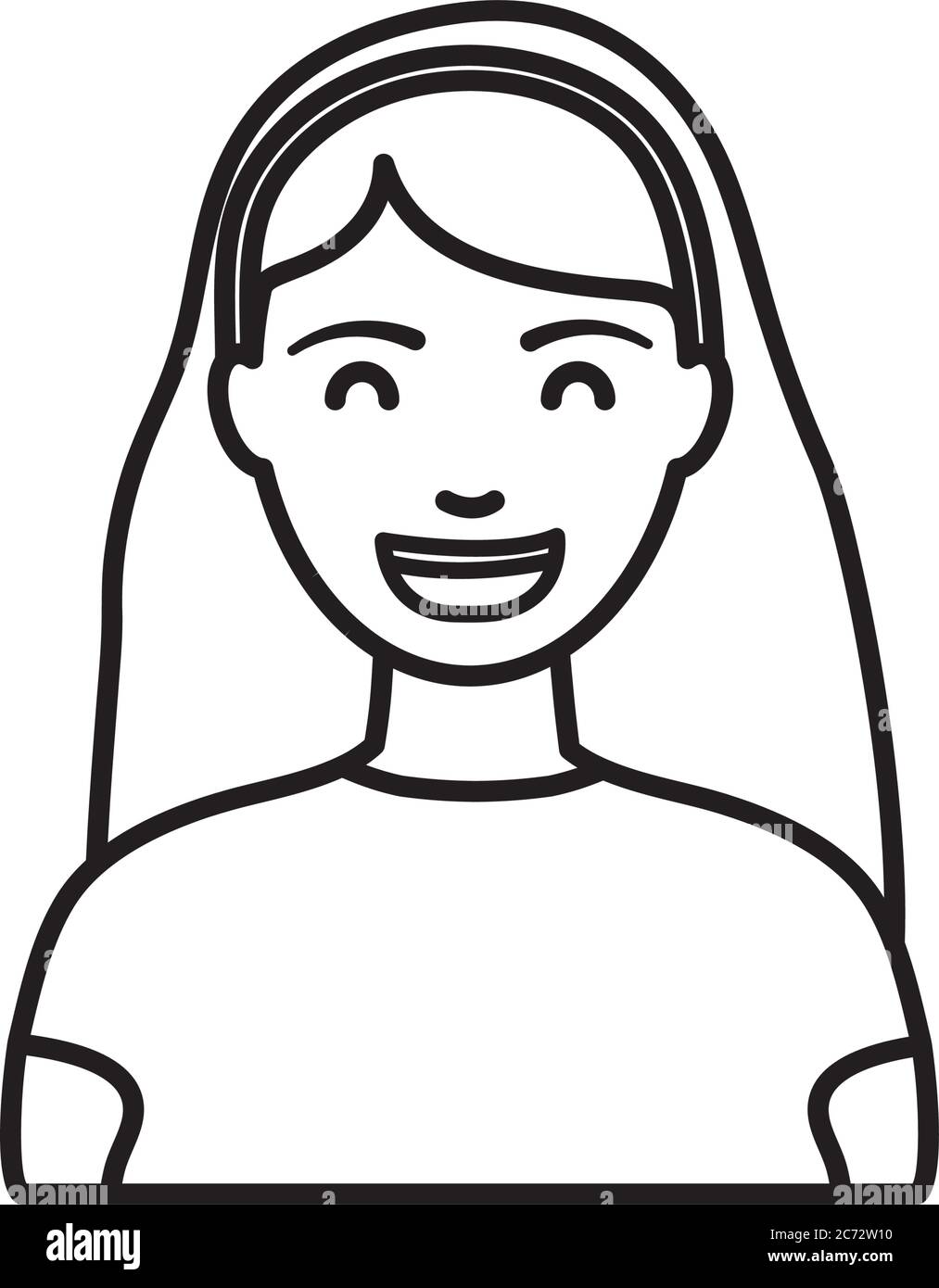 donna fumetto che ride su sfondo bianco, stile linea, illustrazione vettoriale Illustrazione Vettoriale
