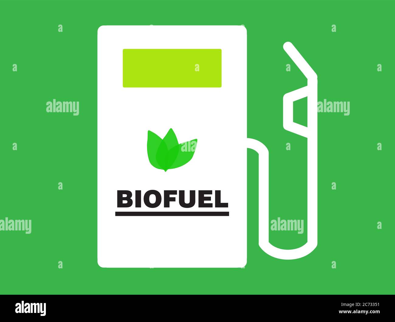 Simbolo della stazione di benzina con biocarburante su sfondo verde Illustrazione Vettoriale