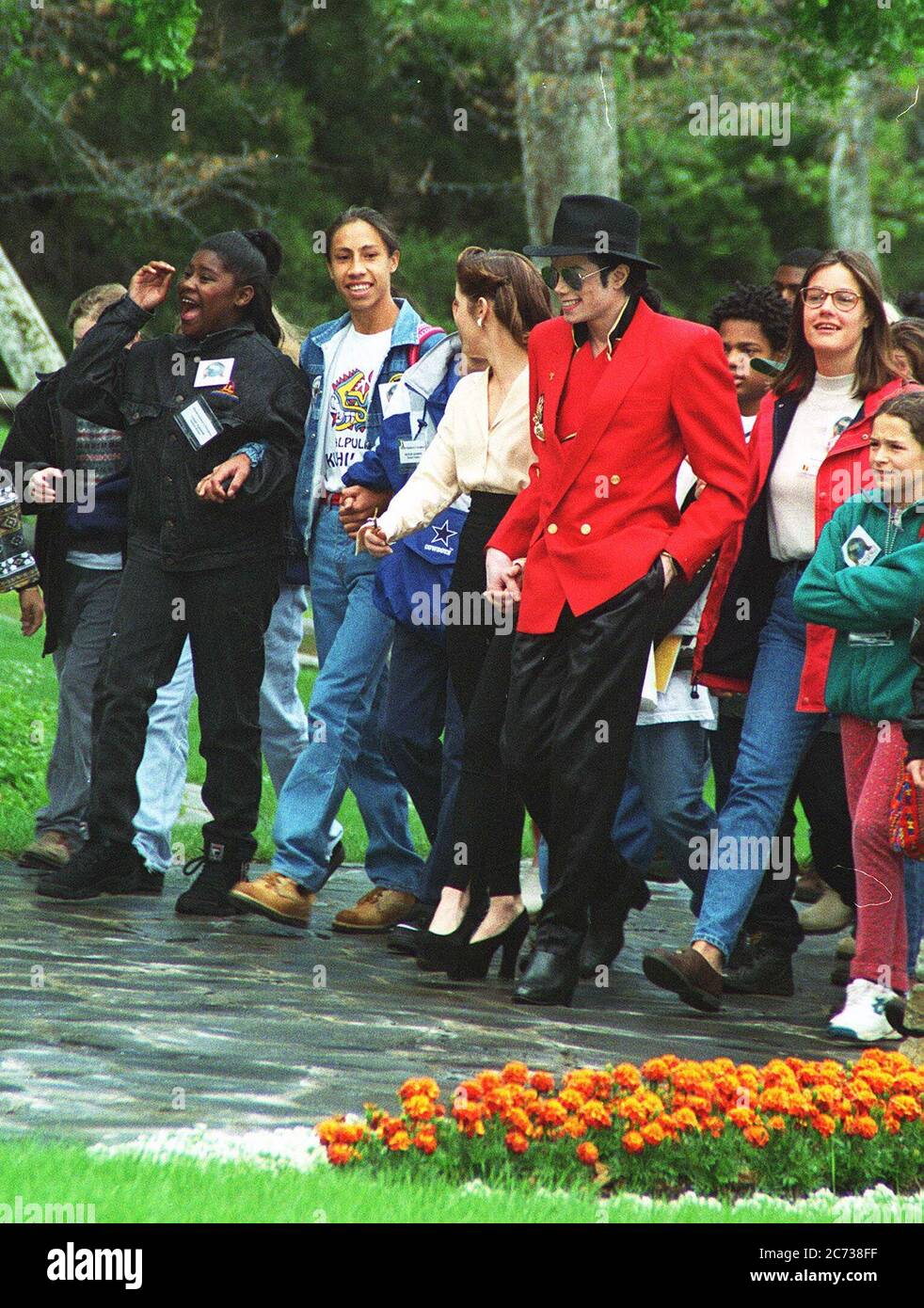 Lisa Marie Pressley e Michael Jackson 18 aprile 1995 a casa di Santa Barbara Foto Stock