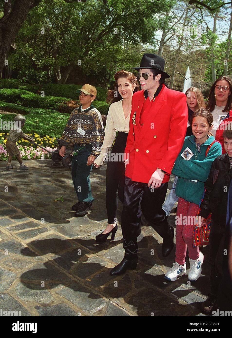 Lisa Marie Pressley e Michael Jackson 18 aprile 1995 a casa di Santa Barbara Foto Stock