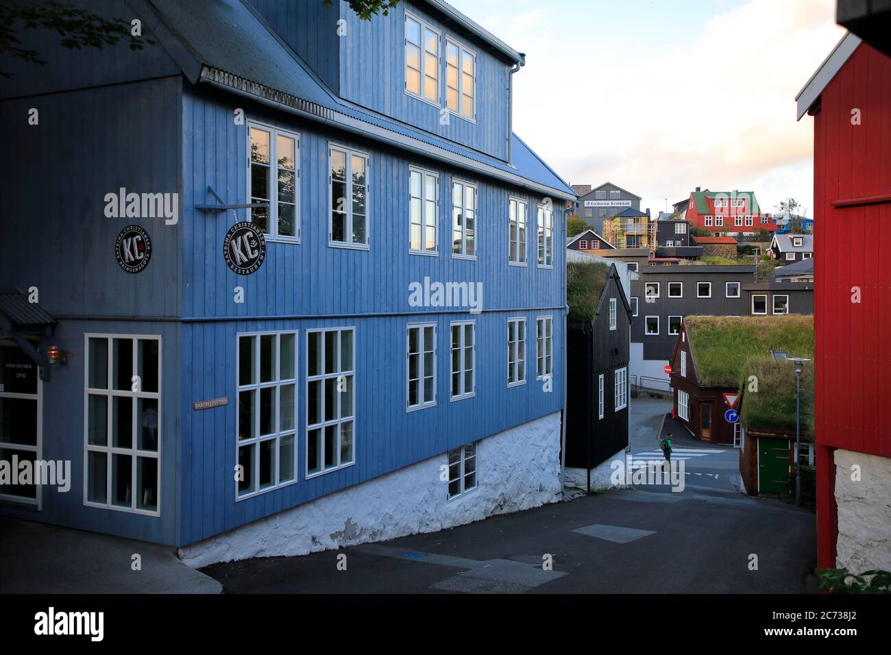 Katrina Christiansen Ristorante nella Città Vecchia (Tinganes) di Torshavn.Streymoy.Faroe Islands.Territory della Danimarca Foto Stock