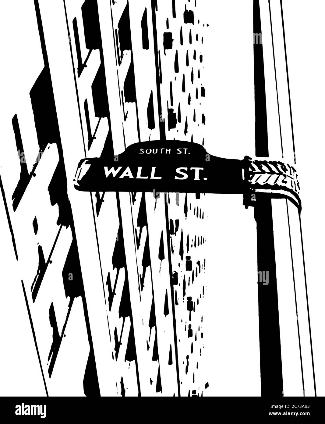 1970 POSTERIZED GRAFICA IN BIANCO E NERO VERSIONE SIMBOLICA DI WALL STREET SIGNAL - S18789 HAR001 HARS HAR001 VERSIONE DI RAPPRESENTAZIONE POSTERIZED IN VECCHIO STILE Foto Stock