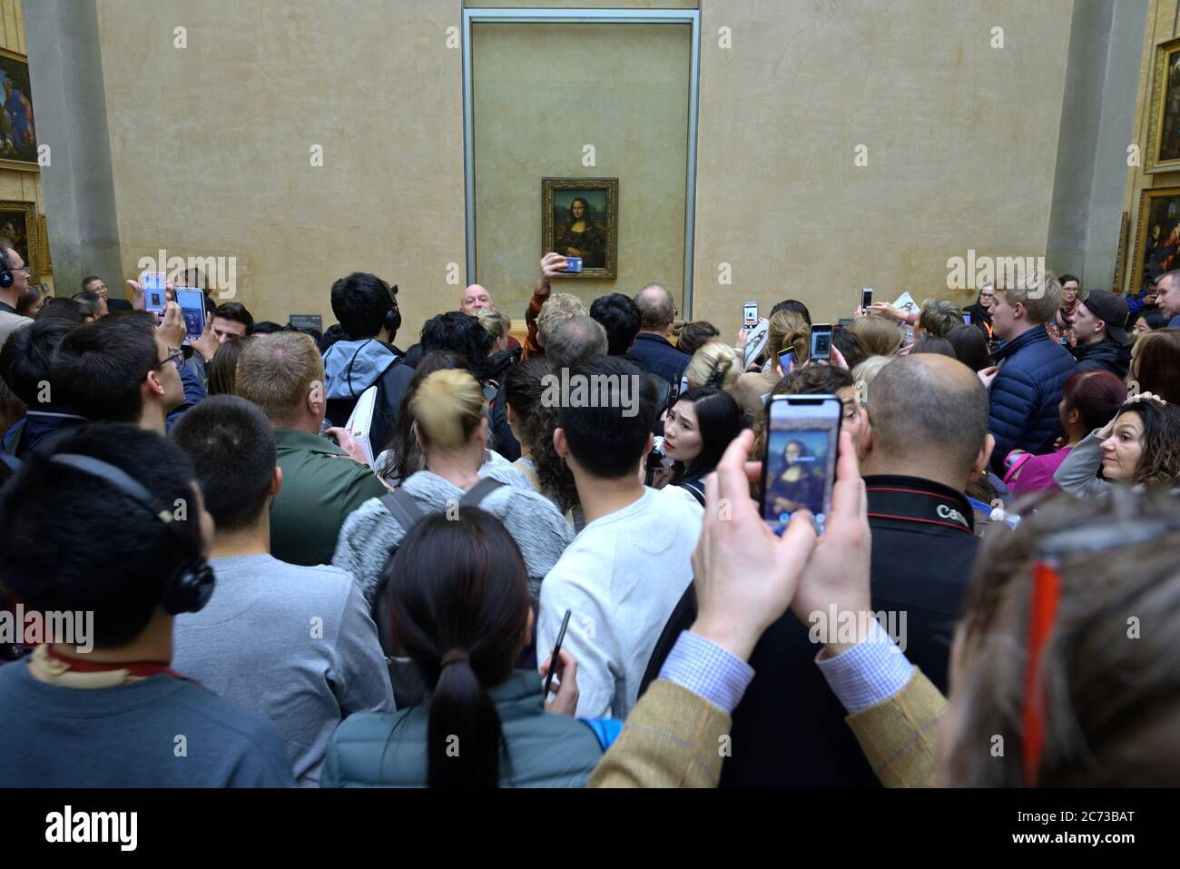 Tutti vogliono vedere la Monna Lisa al Louvre, Parigi FR Foto Stock