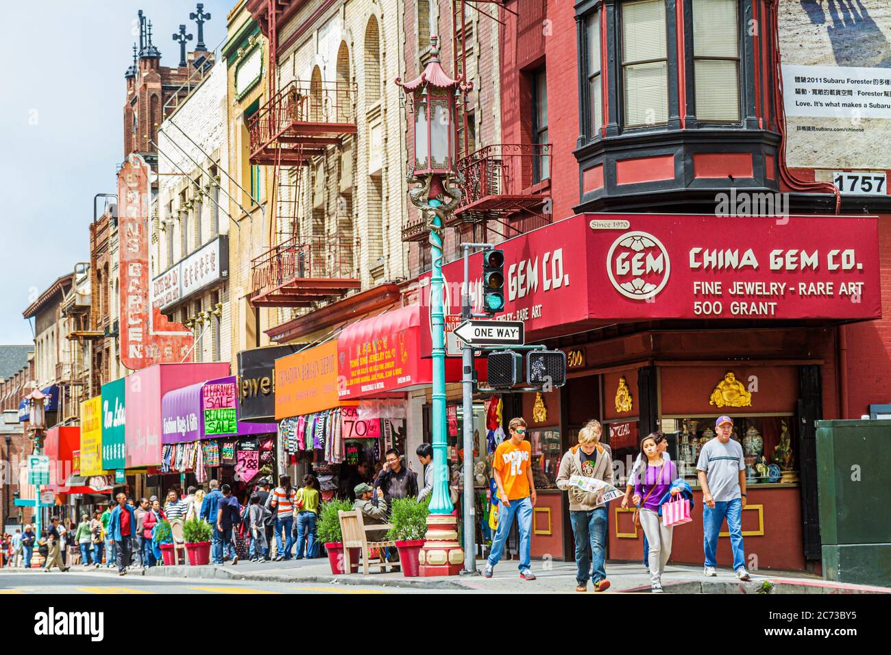 San Francisco California, Chinatown, quartiere di Grant Street, shopping shopper shopping negozi mercati di mercato di vendita di mercato, vendita al dettaglio sto Foto Stock